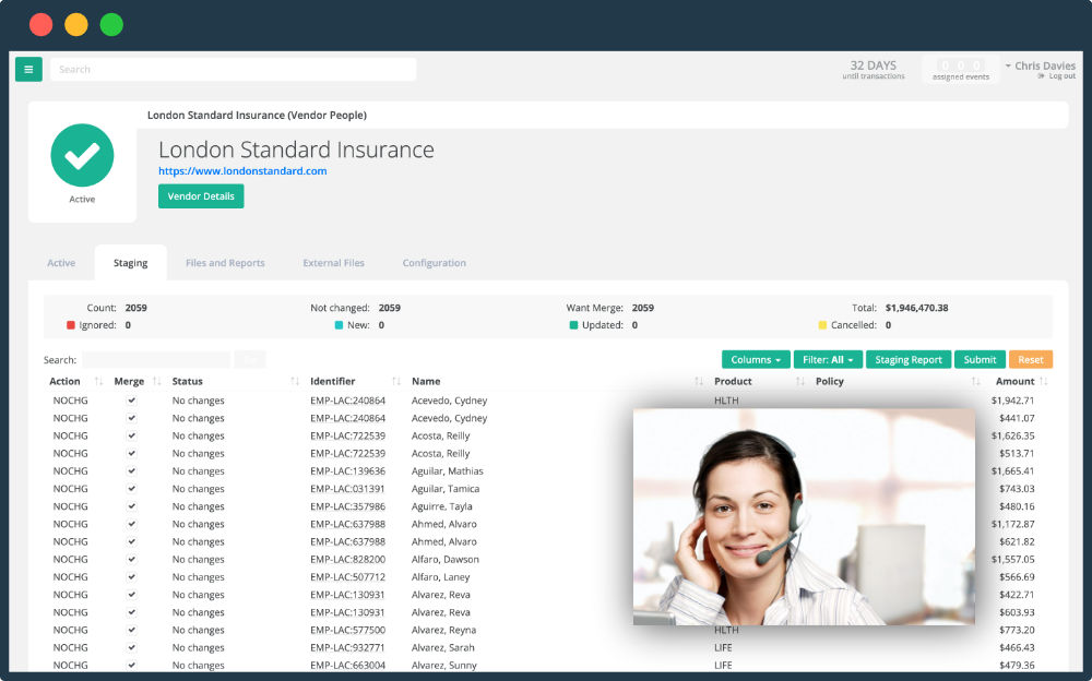 Screenshot of the help page
